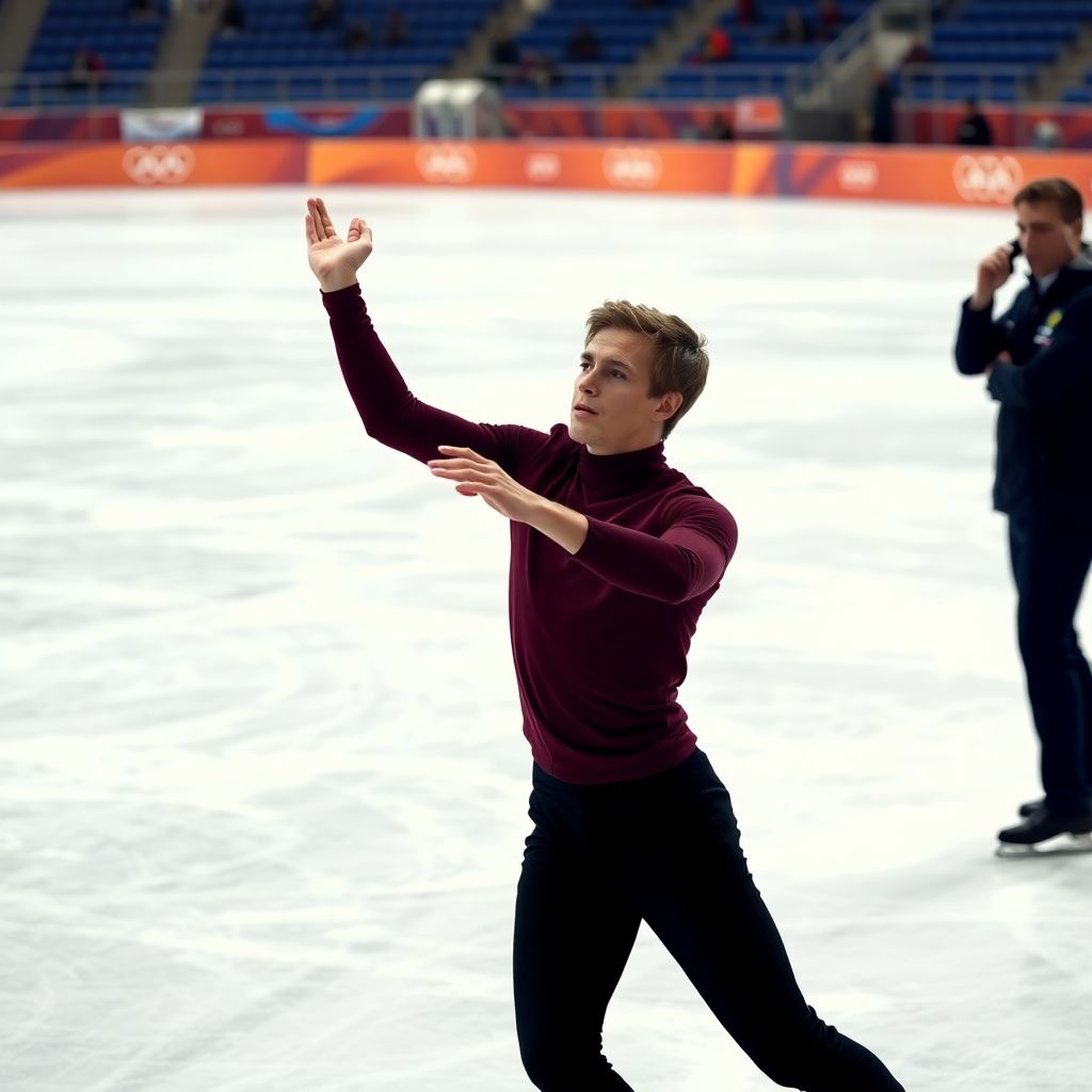 Главные кадры первой олимпийской тренировки Петра Гуменника с новой программой